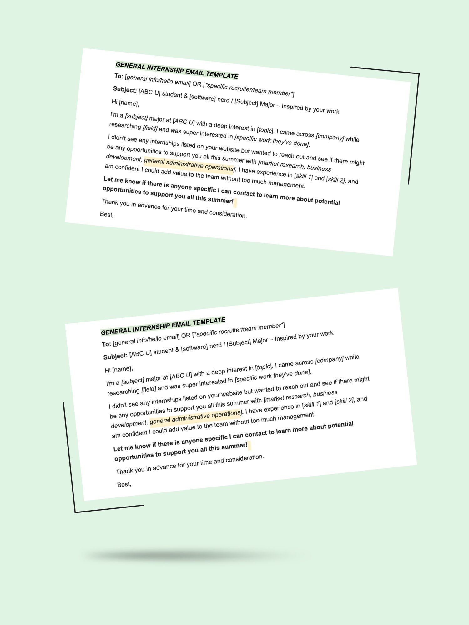 Internship Email Tmplates